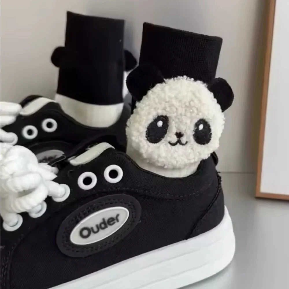 Cute 3D Panda Socks for kids Kawaii Funny Black & White Middle Tube Socks 2 Pair